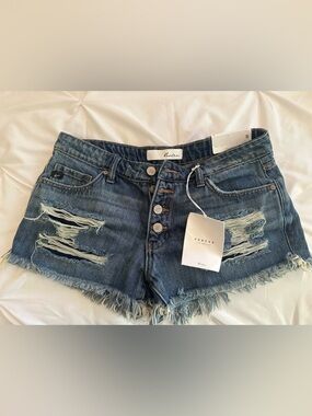 KanCan Distressed Blue Denim Cutoff Shorts Small